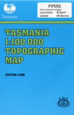 Pipers 1:100000 Topographic Map <br> <font color=red> PRINT ON DEMAND ONLY