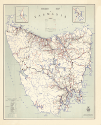 Tourist Map of Tasmania 1961  - Historical Map