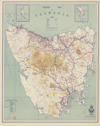Tourist Map of Tasmania 1950 - Historical Map
